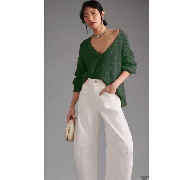 Anthropologie Pilcro Textured V-Neck Sweater in Forest Green M NWOT - Picture 10 of 10